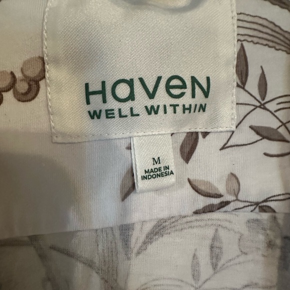 Haven Well Within Womans Size M White taupe grey Floral Tie Robe - Picture 3 of 8